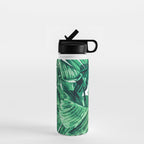 Tropical State of Mind | Watercolor Palm Banana Leaves Painting | Botanical Jungle Bohemian Plants Water Bottle Gallery Image 1