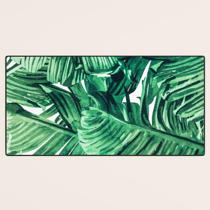 Tropical State of Mind | Watercolor Palm Banana Leaves Painting | Botanical Jungle Bohemian Plants Desk Mat Gallery Image 3