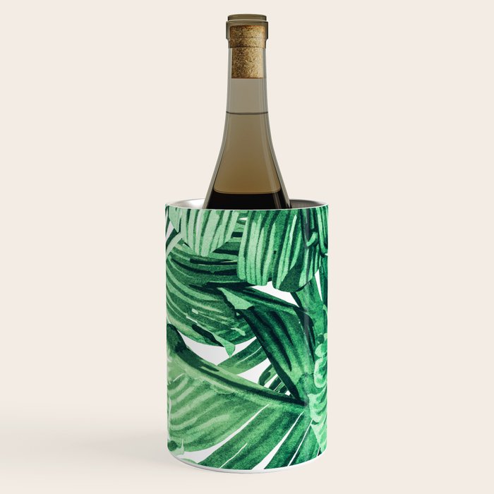 Tropical State of Mind | Watercolor Palm Banana Leaves Painting | Botanical Jungle Bohemian Plants Wine Chiller Gallery Image 2