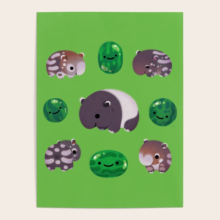 Tapir and baby watermelons Poster Gallery Image 1