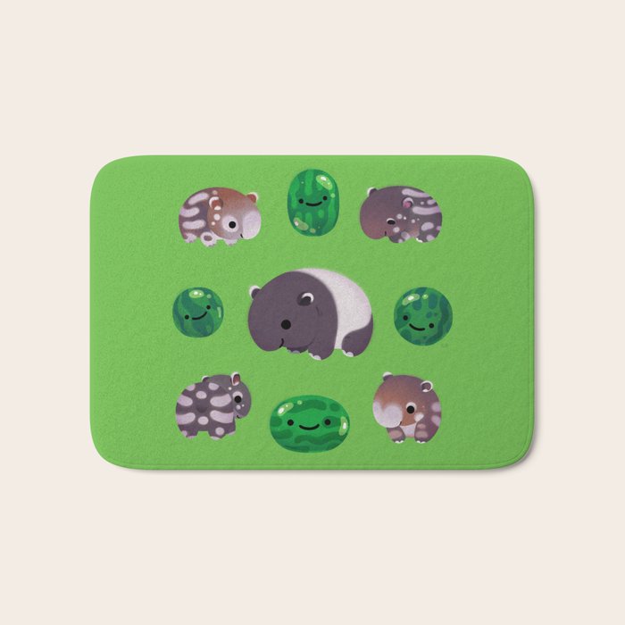 Tapir and baby watermelons Bath Mat Gallery Image 1