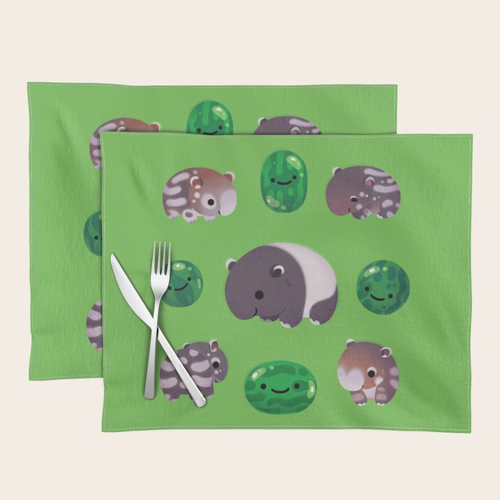Tapir and baby watermelons Placemat Gallery Image 1