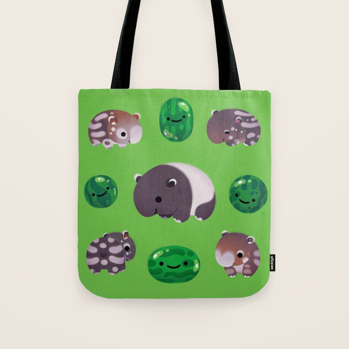Tapir and baby watermelons Tote Bag Gallery Image 1
