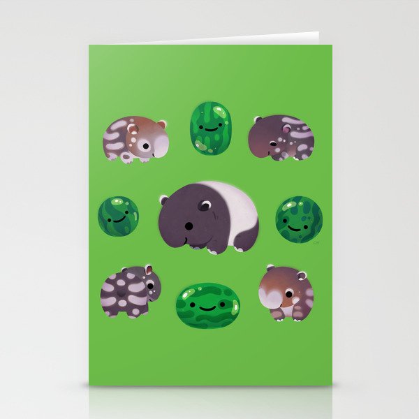 Tapir and baby watermelons Stationery Card Gallery Image 2