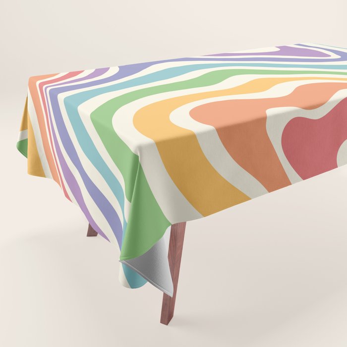 Colorful Rainbow Warp Swirl Lines I Tablecloth Gallery Image 1