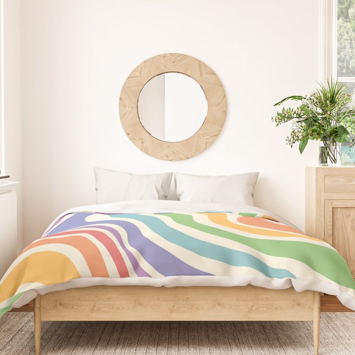 Colorful Rainbow Warp Swirl Lines I Duvet Cover Gallery Image 3