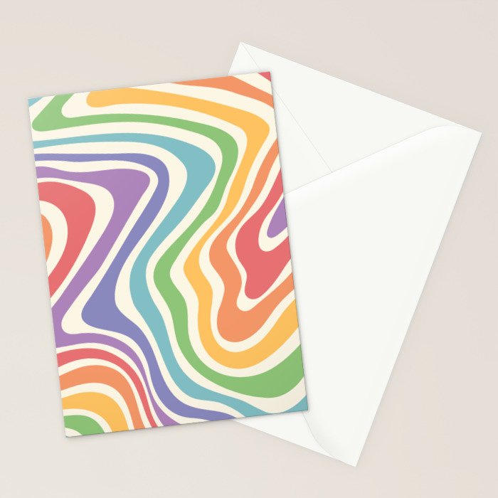 Colorful Rainbow Warp Swirl Lines I Stationery Card Gallery Image 2