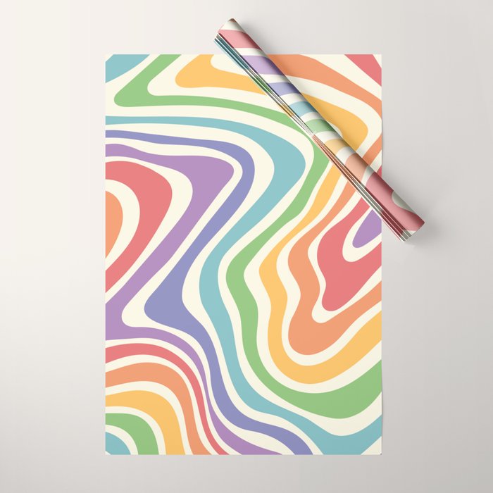 Colorful Rainbow Warp Swirl Lines I Wrapping Paper Gallery Image 1