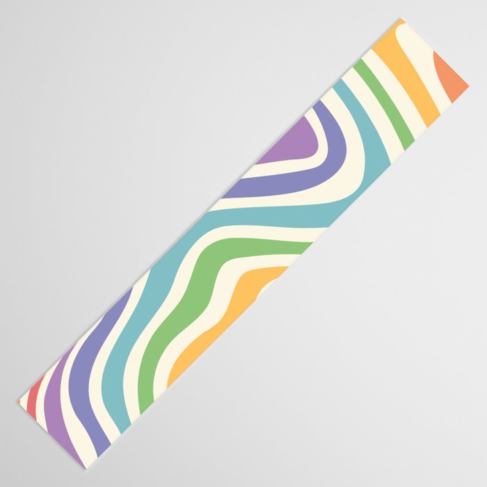 Colorful Rainbow Warp Swirl Lines I Table Runner Gallery Image 3