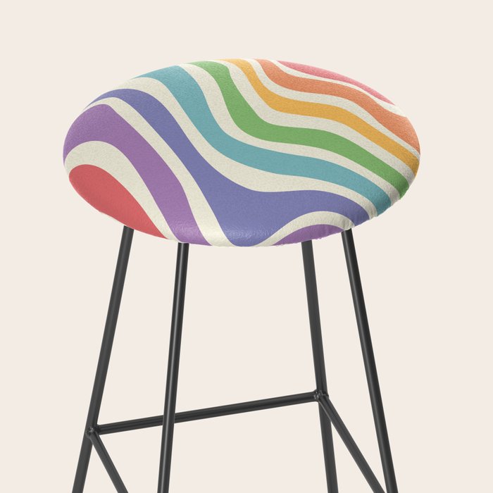 Colorful Rainbow Warp Swirl Lines I Stool Gallery Image 2