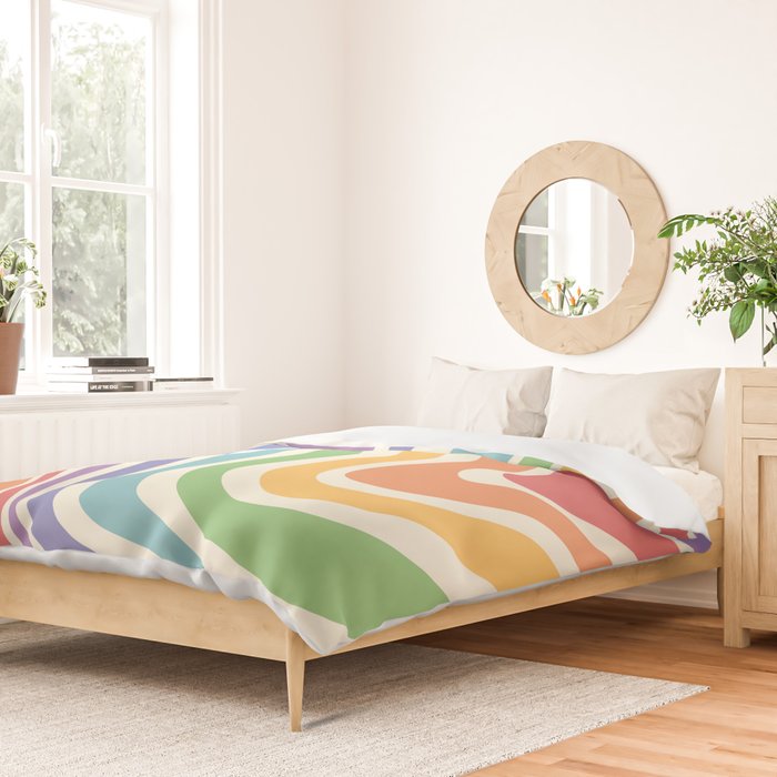 Colorful Rainbow Warp Swirl Lines I Duvet Cover Gallery Image 2