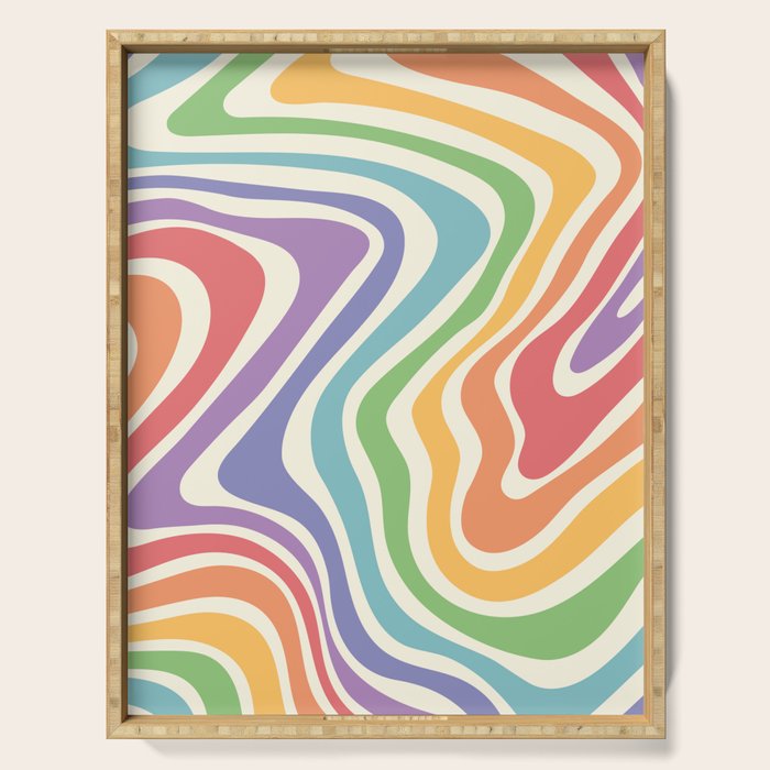 Colorful Rainbow Warp Swirl Lines I Serving Tray Gallery Image 1