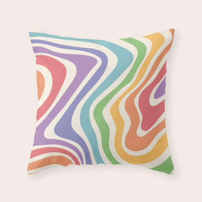 Colorful Rainbow Warp Swirl Lines I Throw Pillow Gallery Image 1