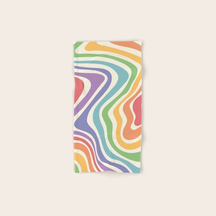 Colorful Rainbow Warp Swirl Lines I Bath Towel Gallery Image 1