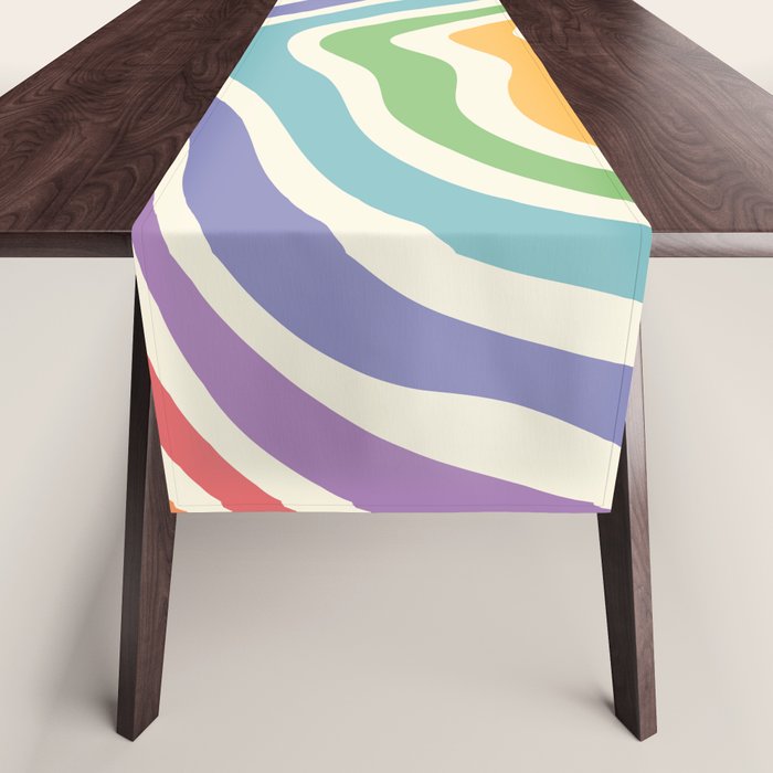 Colorful Rainbow Warp Swirl Lines I Table Runner Gallery Image 1