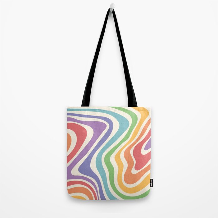 Colorful Rainbow Warp Swirl Lines I Tote Bag Gallery Image 2