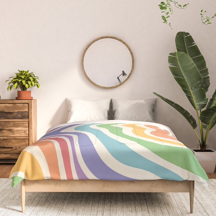 Colorful Rainbow Warp Swirl Lines I Comforter Gallery Image 3