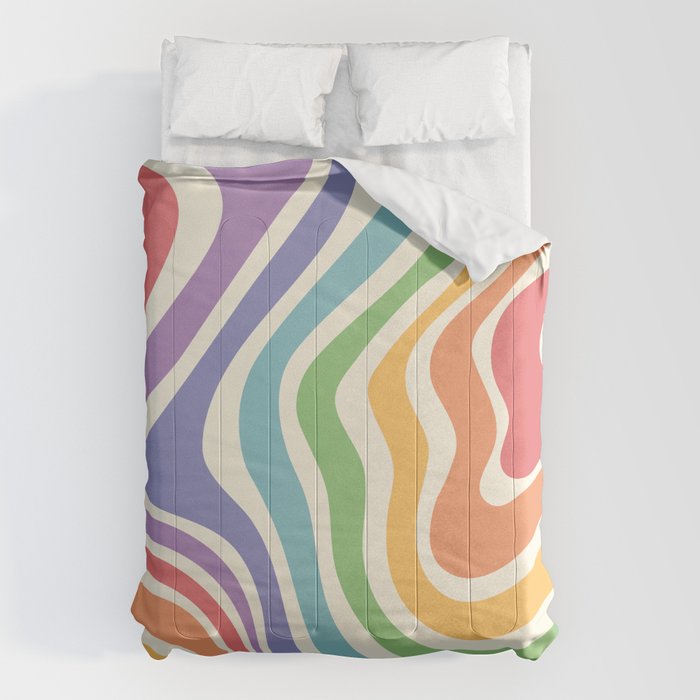 Colorful Rainbow Warp Swirl Lines I Comforter Gallery Image 6
