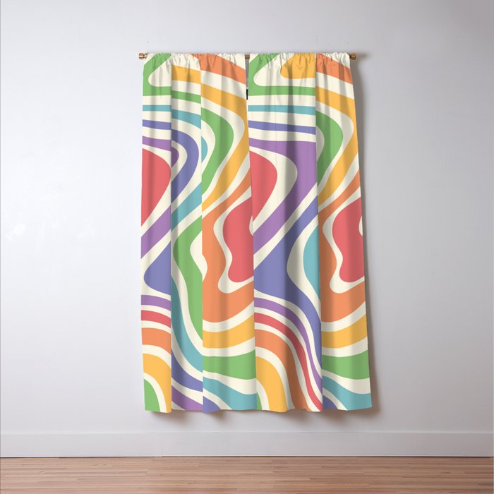 Colorful Rainbow Warp Swirl Lines I Window Curtain Gallery Image 3