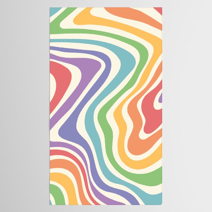 Colorful Rainbow Warp Swirl Lines I Tablecloth Gallery Image 2