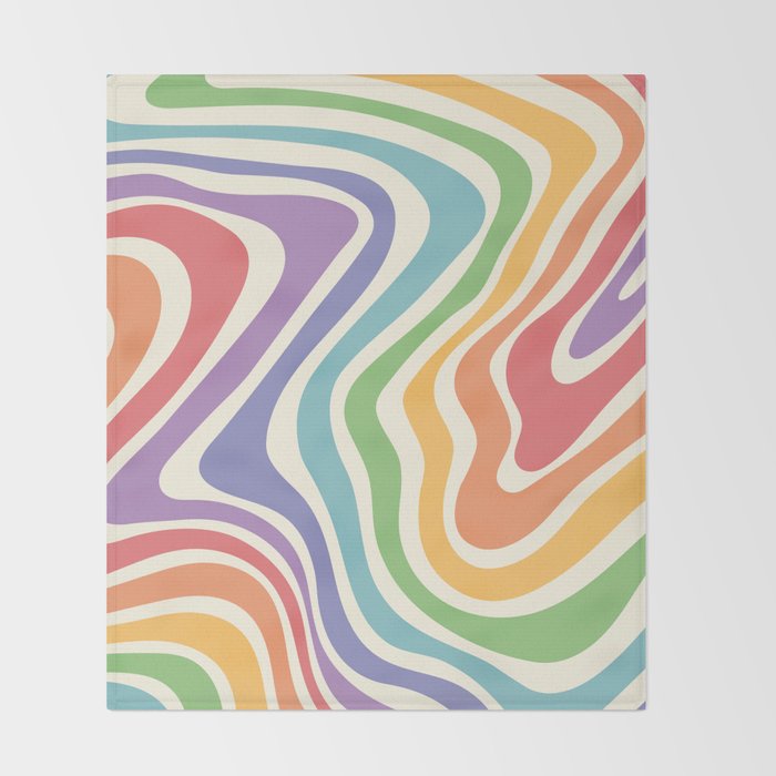 Colorful Rainbow Warp Swirl Lines I Throw Blanket Gallery Image 2
