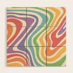 Colorful Rainbow Warp Swirl Lines I Wood Wall Art Gallery Image 1