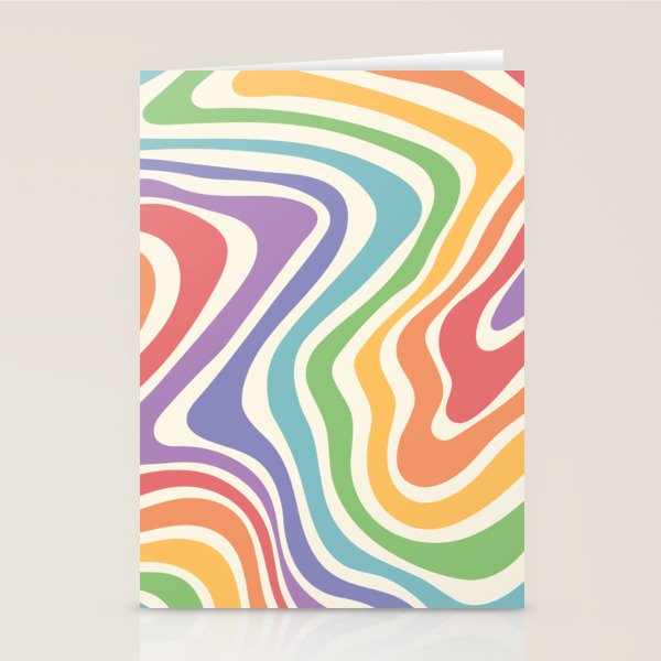 Colorful Rainbow Warp Swirl Lines I Stationery Card Gallery Image 1
