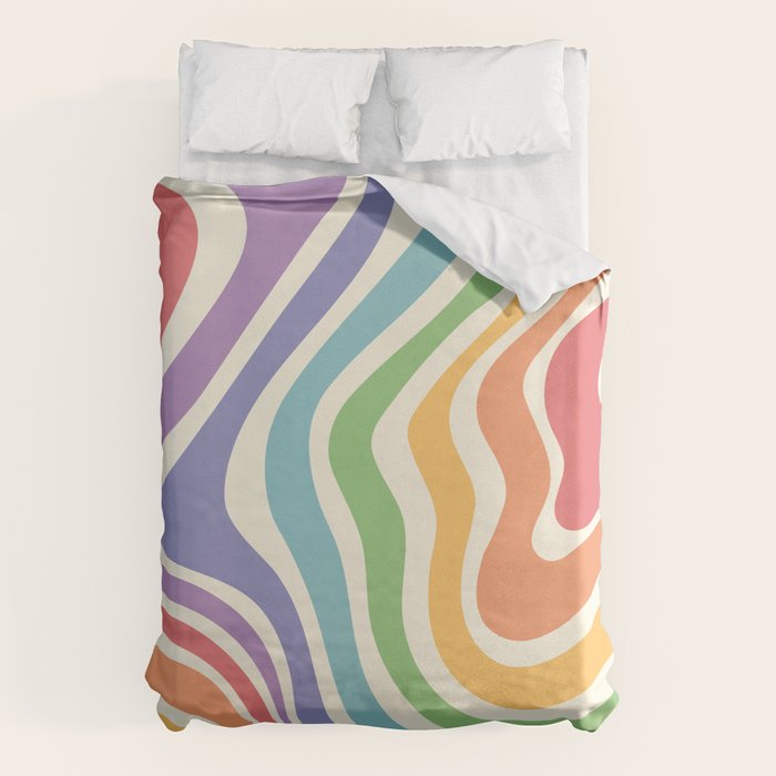 Colorful Rainbow Warp Swirl Lines I Duvet Cover Gallery Image 6