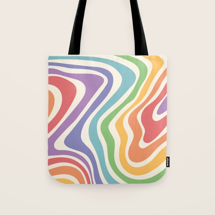 Colorful Rainbow Warp Swirl Lines I Tote Bag Gallery Image 1