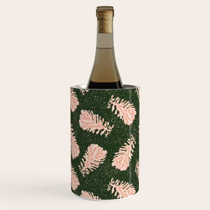 Dancing Pinecones in Forest Green & Pink Wine Chiller Gallery Image 1