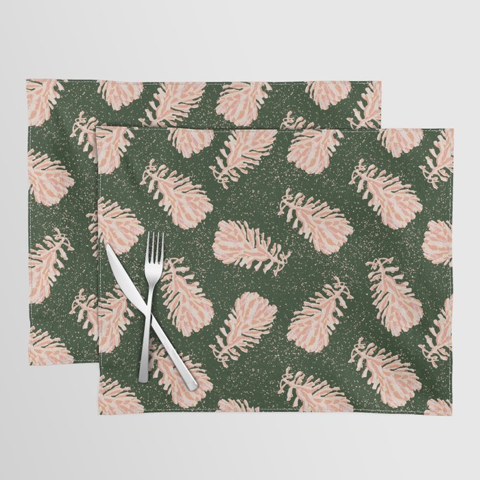 Dancing Pinecones in Forest Green & Pink Placemat Gallery Image 1