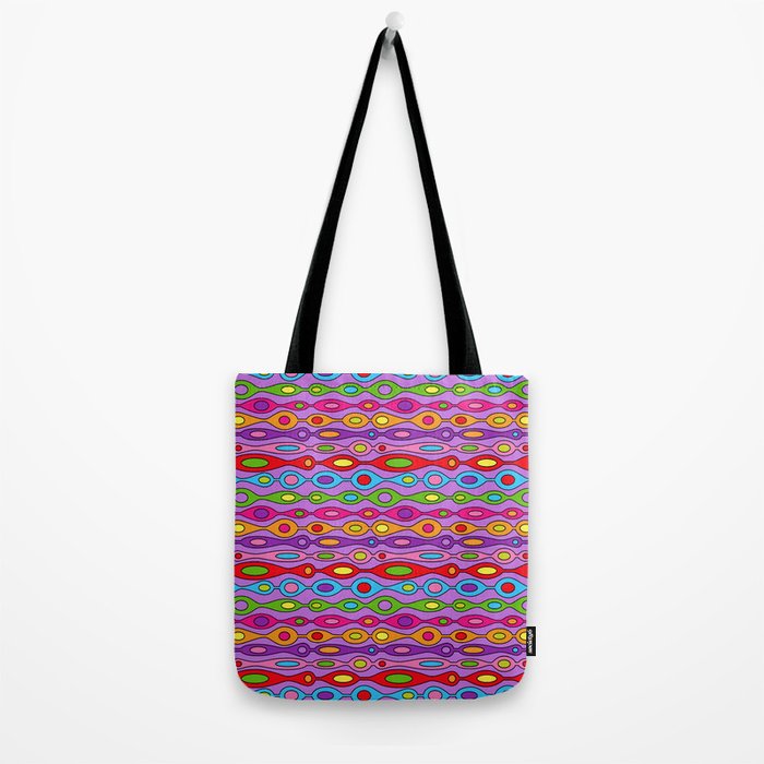 Mid Century Colorful Geometric Oval Pattern Tote Bag Gallery Image 2