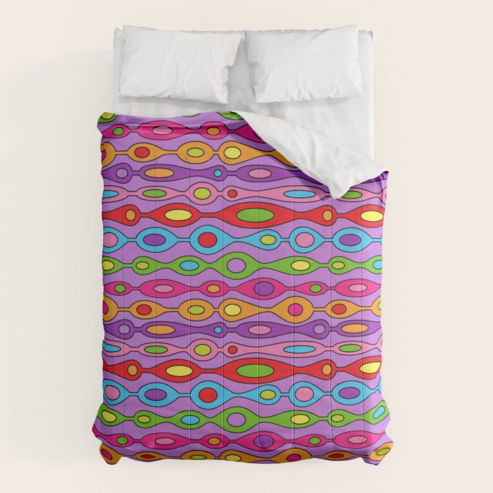 Mid Century Colorful Geometric Oval Pattern Comforter Gallery Image 6