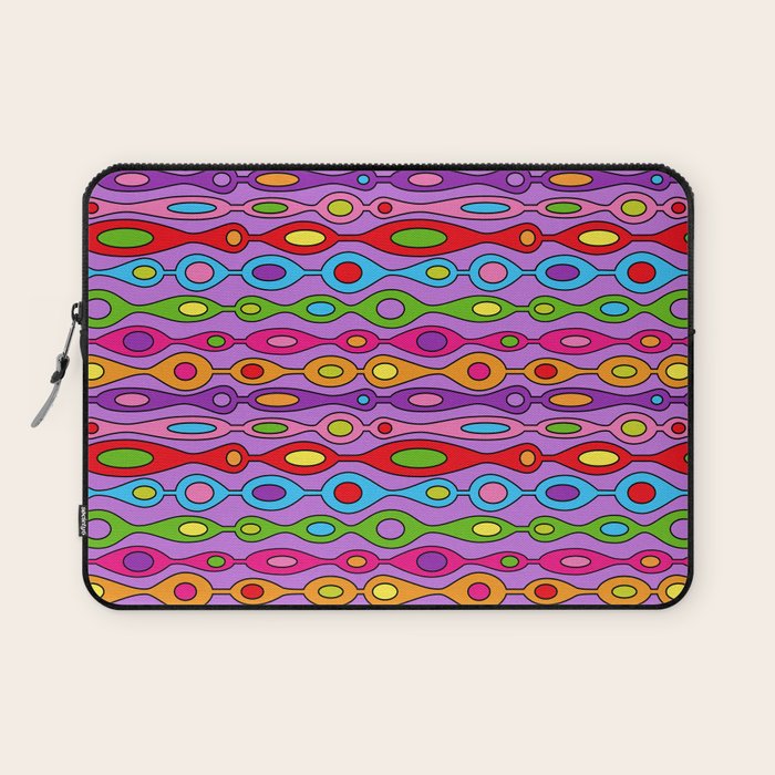 Mid Century Colorful Geometric Oval Pattern Laptop Sleeve Gallery Image 1