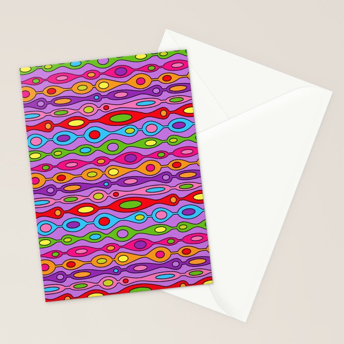 Mid Century Colorful Geometric Oval Pattern Stationery Card Gallery Image 2