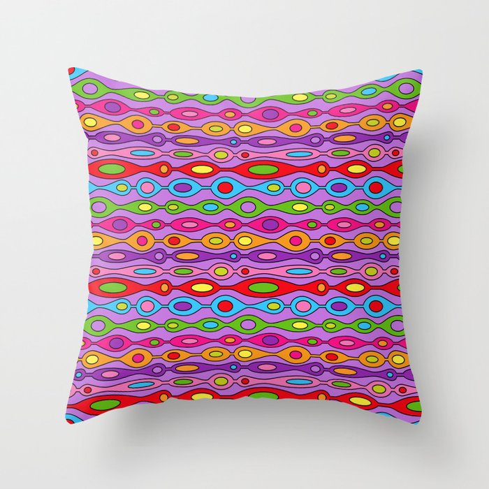 Mid Century Colorful Geometric Oval Pattern Throw Pillow Gallery Image 1