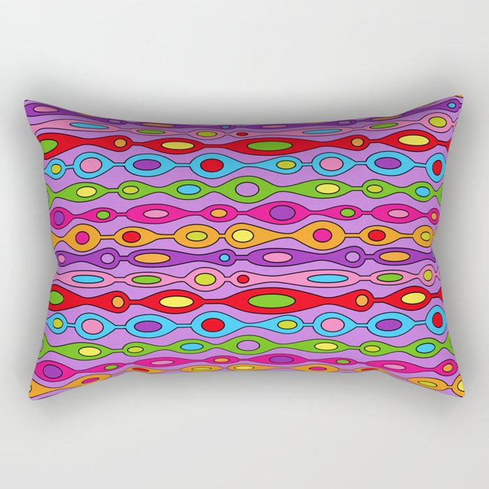Mid Century Colorful Geometric Oval Pattern Rectangular Pillow Gallery Image 2