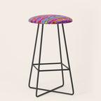 Mid Century Colorful Geometric Oval Pattern Stool Gallery Image 1