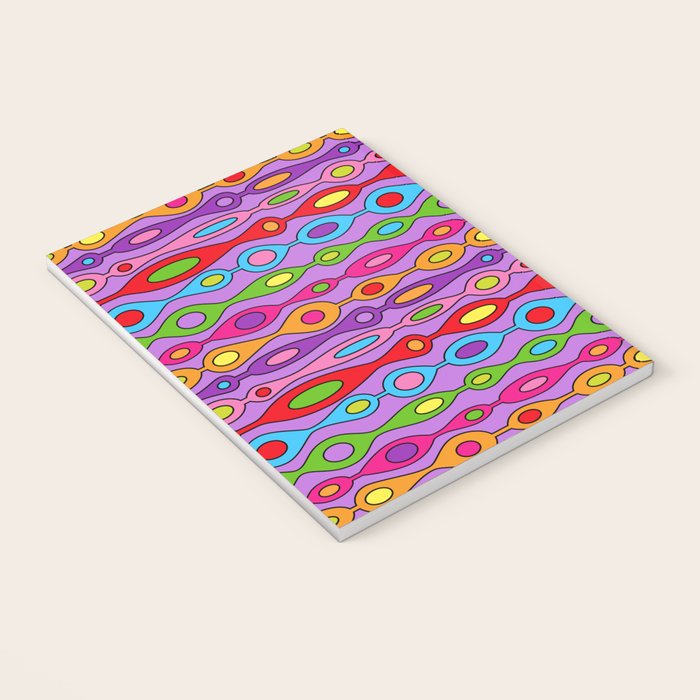 Mid Century Colorful Geometric Oval Pattern Notebook Gallery Image 3