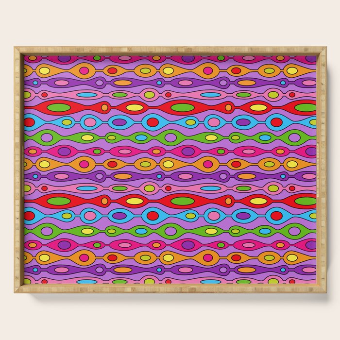 Mid Century Colorful Geometric Oval Pattern Serving Tray Gallery Image 1