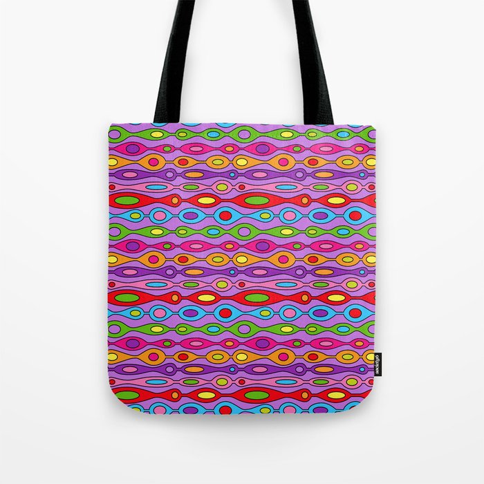Mid Century Colorful Geometric Oval Pattern Tote Bag Gallery Image 1