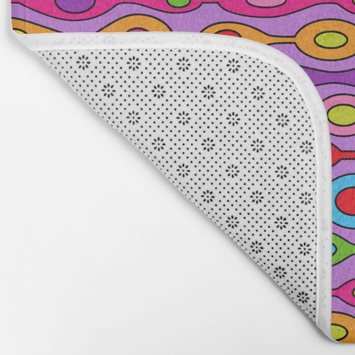 Mid Century Colorful Geometric Oval Pattern Bath Mat Gallery Image 2