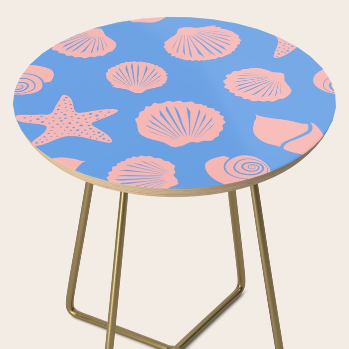 Retro Coastal Shells on Blue Side Table Gallery Image 2