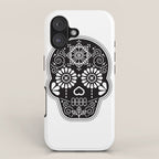 DÃ­a de Muertos Calavera â¢ Mexican Sugar Skull - Black Palette iPhone Case Gallery Image 1