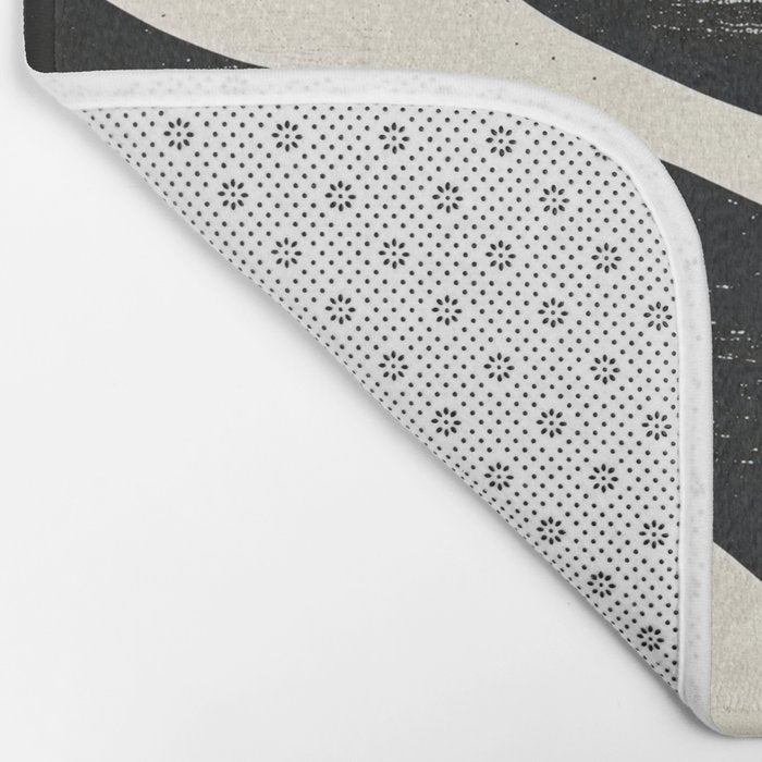 Abstract Minimalist Wavy Brushstrokes Black and White Print Bath Mat Gallery Image 2
