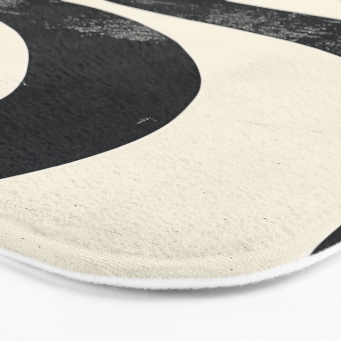 Abstract Minimalist Wavy Brushstrokes Black and White Print Bath Mat Gallery Image 3