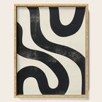 Abstract Minimalist Wavy Brushstrokes Black and White Print Serving Tray Gallery Image 1
