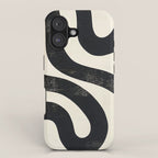 Abstract Minimalist Wavy Brushstrokes Black and White Print iPhone Case Gallery Image 1
