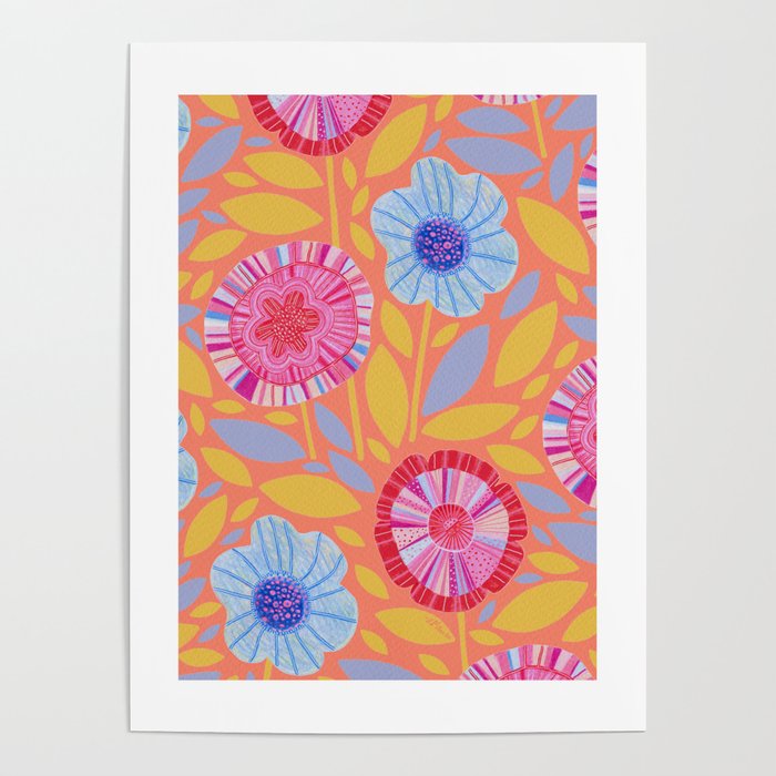 Folk Floral Blossoms in Sweet Peach Poster Gallery Image 4