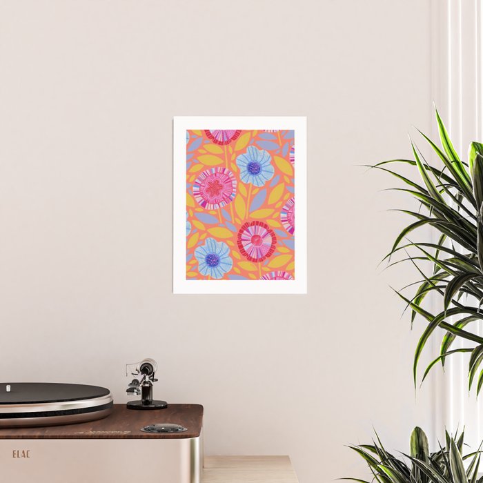 Folk Floral Blossoms in Sweet Peach Poster Gallery Image 2